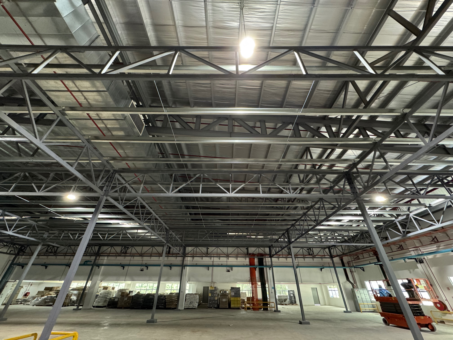 Steel truss structure of a warehouse built by JCF Construction